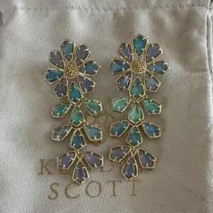 Kendra Scott Blue, Teal & Aqua Floral Cascade Earrings